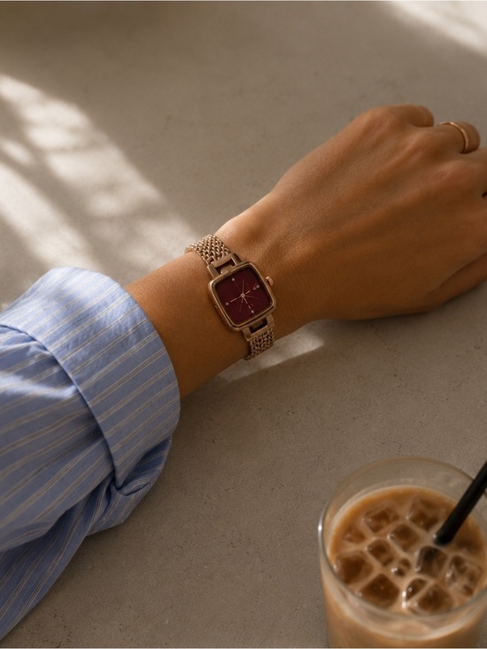 Other Accessories - Women’s Gold Square Watch Red Dial Luxury Mesh Band Elegant Waterproof